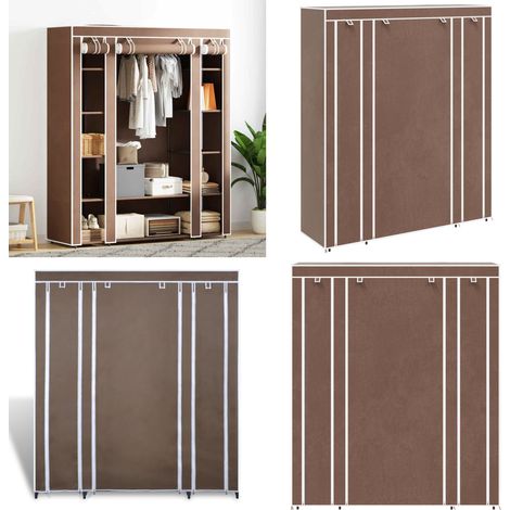 Stoffschrank mit Fächern und Stangen 45×150×176 cm Braun - Kleiderschrank - Stoffschrank - Garderobenständer - Aufbewahrungsschrank - Stauraum - Home & Living (1/5)