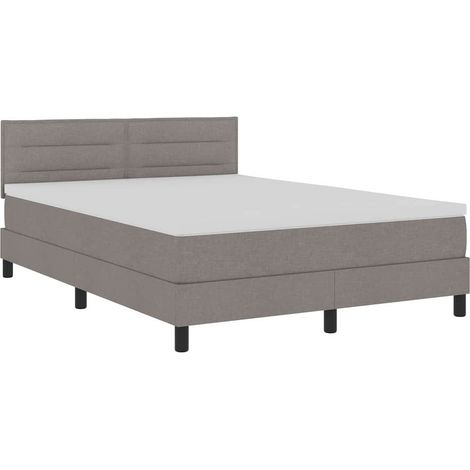 Lit double Lit adulte Lit à ressorts avec matelas avec LED Taupe 140 x 200 cm tissu (1/5)