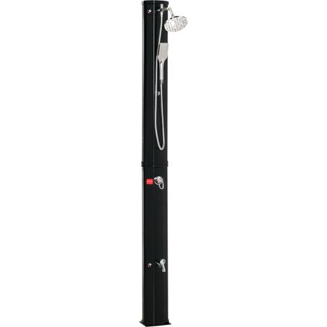 Douche solaire d'extérieur réservoir 35L pression max. 3,5 bar, mitigeur, grand pommeau, douchette, robinet à pieds