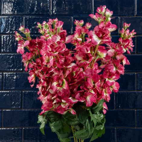 Pack of 6 x 75cm Delphinium Dark Pink Artificial Stem - Premium Quality (1/5)