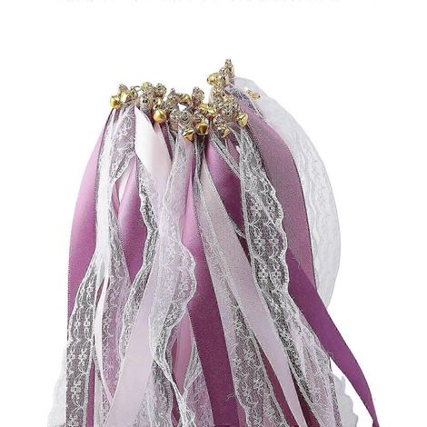 (Violet avec dentelle) 20 baguettes décoratives murales en ruban satiné, parfaites pour les mariages, les cadeaux d'invités, les anniversaires et les fêtes. (1/5)