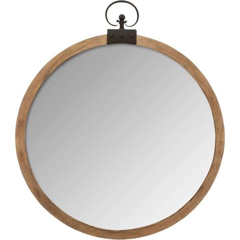 Wandspiegel, rund, Deko, mit Holzrahmen, Durchmesser 74 cm - Atmosphera (1/5)