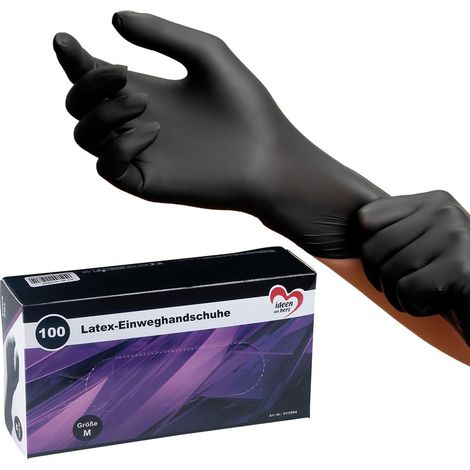 Gants jetables en latex Noir Taille M 100 pièces (1/5)