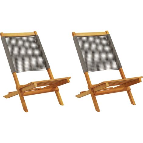 Garden Chairs 2 pcs Grey Solid Wood Acacia and Polypropylene vidaXL (1/5)
