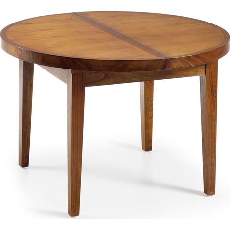 Table de repas ronde extensible en bois massif de Mindy Orka 120-170cm (1/4)
