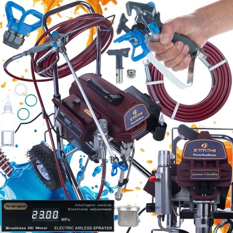 Zenthril Quantum G StandPro Farbspritzgerät – 2200 W, 200 bar, 2,8 l/min, 0,025" Düse ZenControl Druckregelung, LCD Direktansaugung Hydrodynamisch Profi Lackiergerät