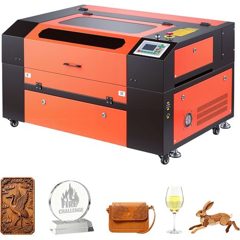 Graveuse découpeuse laser CO2 60 W avec assistance à air, plateau 600 x 400 mm, compatible LightBurn, pour bois et acrylique (1/5)