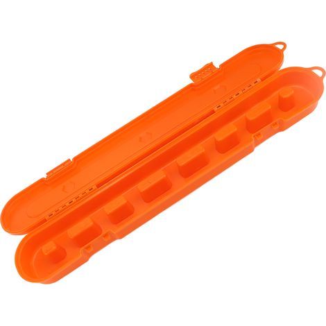 Chainsaw chain storage box, large capacity plastic organizer, electric saw carrying case, orange (1/5)