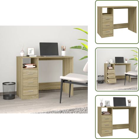 Schreibtisch mit Schubladen Sonoma-Eiche 102x50x76 cm - Bürostuhl - Schreibtisch - Home Office - Arbeitsplatz - Holzwerkstoffmöbel (1/5)