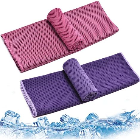 Serviette rafraîchissante, lot de 2, serviette glacée, serviette anti-transpiration, serviette de sport, serviette en microfibre, serviette douce et respirante, serviette rafraîchissante (1/5)