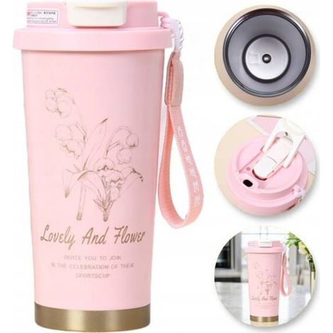 Tazza termica ECARLA con manico e beccuccio 550ml Mughetto Rosa BD28WZ2 (1/5)