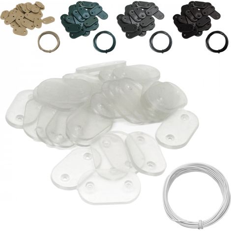 Linxor – Kit de fixation pour brise vue – 30 plaquettes 3.3cm – Fil de fer traité anti-UV – Résistance au vent – Pour canisses PVC et naturelles