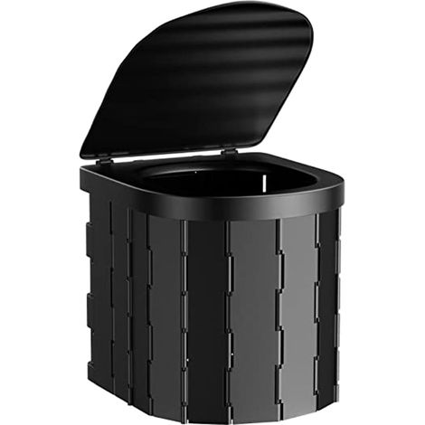 Vehicle-mounted mobile toilet, with cover, portable, foldable, multi-function, easy to clean, ABS material, black (1/5)