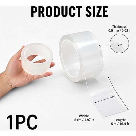 Transparent Waterproof Heavy Duty Adhesive Tape - Anti-Mould Sealing Tape for Kitchen (1/4)