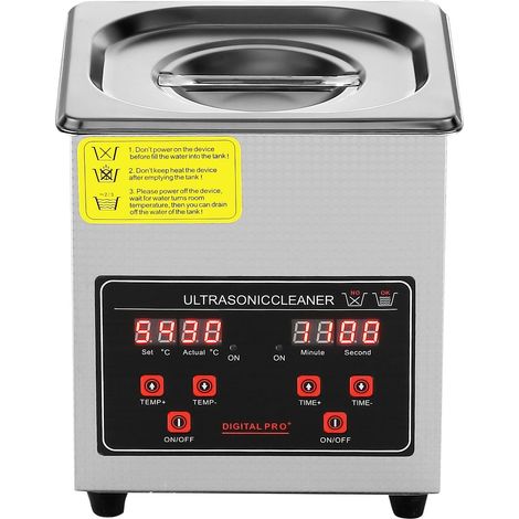 2-Liter-Ultraschallreiniger mit Digitaltimer und Heizfunktion, Edelstahl, für Schmuck, Brillen, Uhren, Ersatzteile und Leiterplatten (1/5)