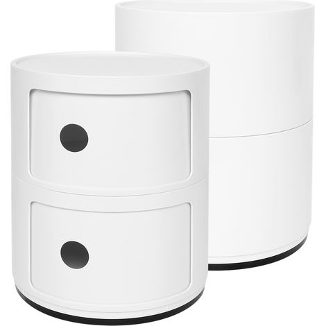 Table de chevet moderne à 2 niveaux, table d'appoint multifonctionnelle ronde avec rangement intégré (1/5)