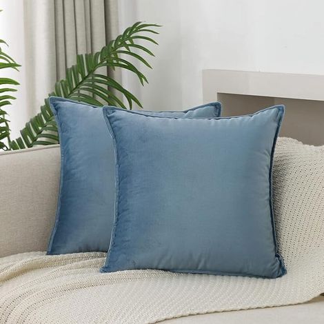 2er-Pack quadratische, dekorative Samtkissenbezüge, einfarbig, geeignet für Sofas und Betten, 50 x 50 cm