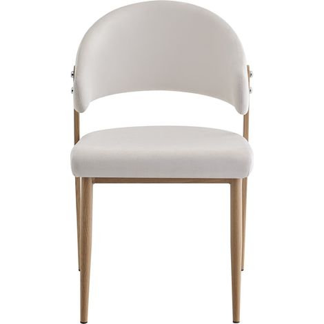Lot 4 chaises salle à manger velours beige pieds effet bois LAMIA (1/5)