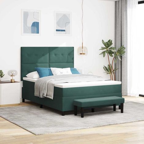 Boxspringbett mit Kopfteil Dunkelgrün 190 x 140 cm Samt