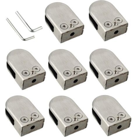 Pince De Verre 8 PCS 10-12mm En Acier Inoxydable 304 Clip En Verre Pince Support Dos Plat Finition Chromig pour Balustrade (1/5)