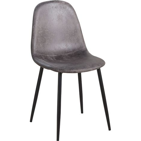 Sillas Comedor - Silla Black Teok Polipiel Vintage - Gris oscuro