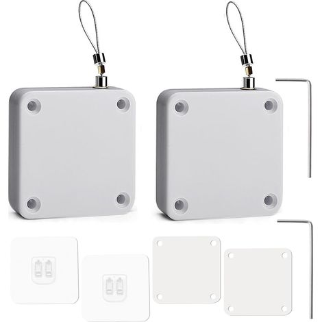 Ferme-Porte Automatique, 2 Pièces Capteur Automatique sans Trou, Ferme-Porte Automatique Avec Capteurs Avec Cordon de Serrage, Sans Perforation Pour chambre à coucher Blanc