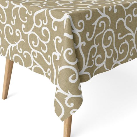 Nappe Anti-Taches enduite Coton carrée 140x140 cm Loiret Moutarde (1/5)