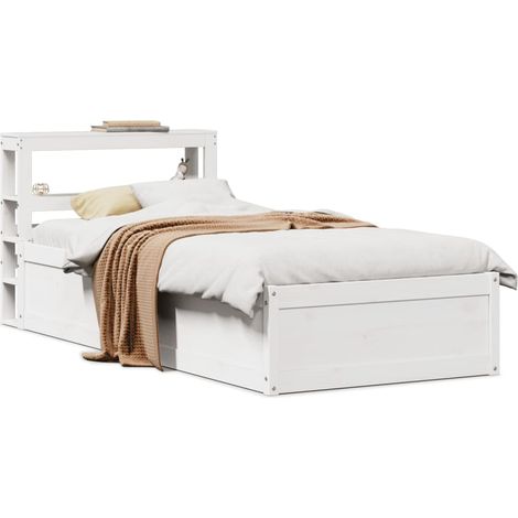 Estructura de cama con cabecero madera pino blanco 90x190 cm vidaXL (1/5)