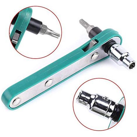 Set di cacciaviti a cricchetto angolari da 1/4", 17 pezzi, con punta esagonale ad angolo retto e piastra di base. (1/5)