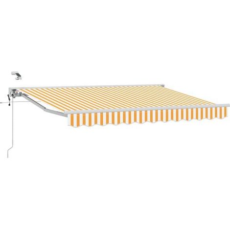 Store banne électrique rétractable, rayures jaunes et blanches, 2,5 m x 2 m (1/5)