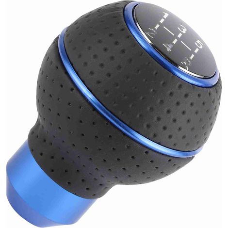 Accessorio per automobile manuale in lega di alluminio e pelle con pomello del cambio a 5 velocitàBlu (1/5)