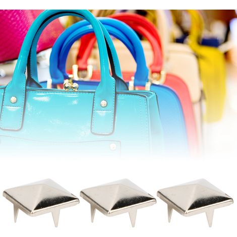 100 rivets pyramidaux carrés, clous coniques en métal à 4 griffes, adaptés aux bracelets, vêtements, chaussures et sacs à main, argent 12 mm.