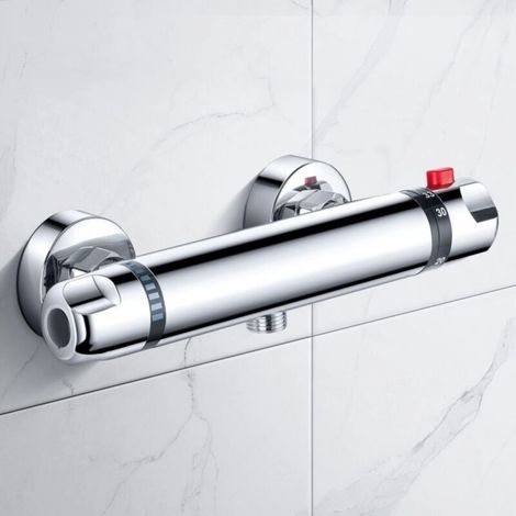 Thermostatic shower faucet, thermostatic shower mixer for bathroom, thermostatic shower mixer with 38°C safety button, copper thermostatic shower (1/5)