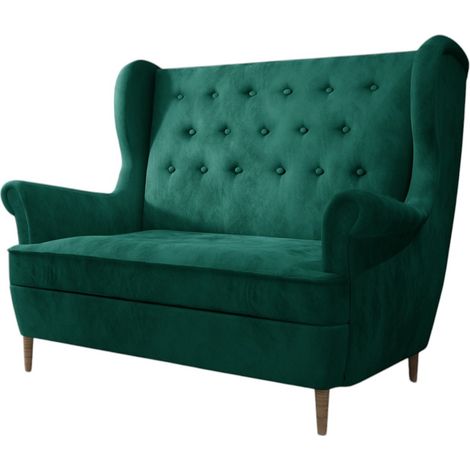 Canapé bergère LIZZI – Élégance rétro et confort absolu-Vert (1/5)