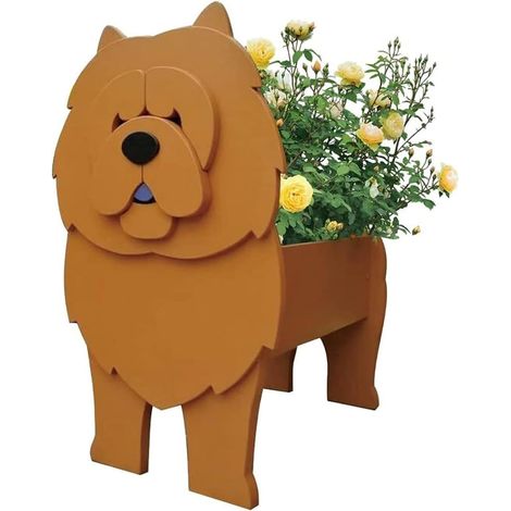 Pots de fleurs, jardinière en forme de chien mignon, jardinière d'intérieur/extérieur, pour fleurs, cactus et plantes aériennes d'intérieur et d'extérieur (Couleur : jaune, Taille : 43 25 cm / 16,9 (1/5)