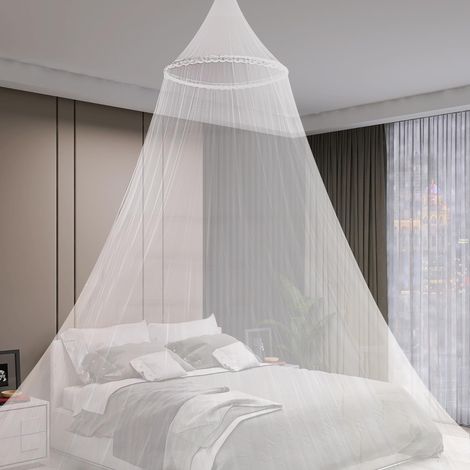 Moustiquaire, moustiquaire à baldaquin pour lit Double, Couverture de lit, Facile à Installer, Convient aux Lits d'enfant, Lits Simples, Lits Doubles, Blanc (1/5)