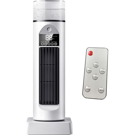 Mini bladeless air conditioner, white – Air cooler with misting function, 6 speeds, 120° diffusion angle, USB port and LED display (1/5)