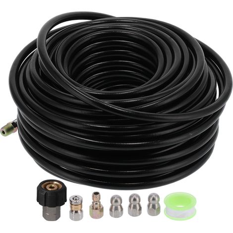 Kit de nettoyage haute pression pour canalisations, tuyau de 30 m (100 pi) et visserie 1/4 po NPT, pression 5800 PSI (1/5)