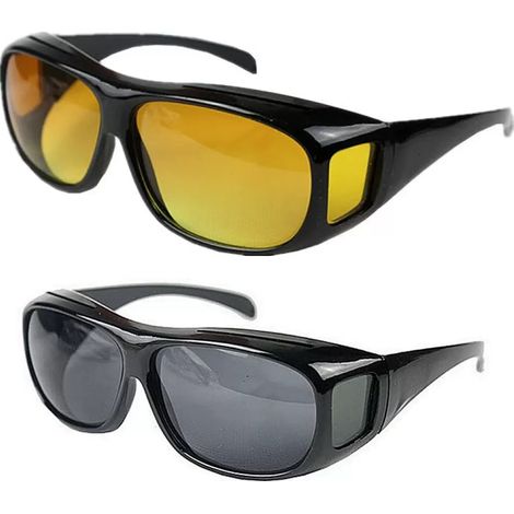 Lunettes de vision nocturne à 2 verres – Lunettes de conduite ambrées pour la nuit et le jour, monture et branches noires, motif océan (1/5)
