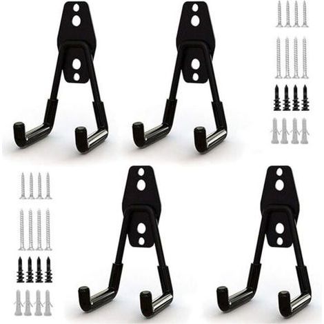 HONORNIC - 4pcs Crochet de Rangement de Garage en Acier,Stockage outils garage Crochets avec Revêtement Anti-Dérapant Support Lourd pour