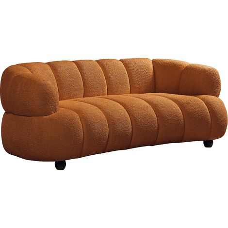 Canapé 2 places en tissu bouclette terracotta COLIANI (1/5)
