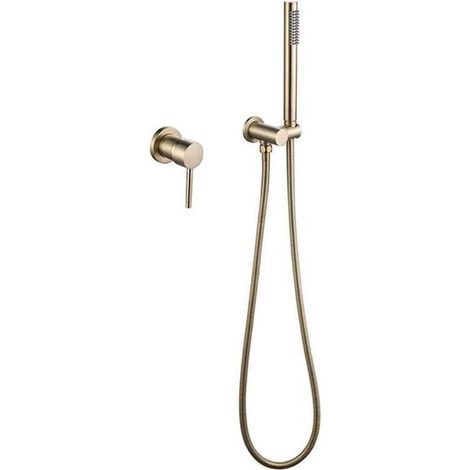 Système de douche encastré or rose – Ensemble mural complet avec pomme de douche, flexible et mitigeur en laiton massif