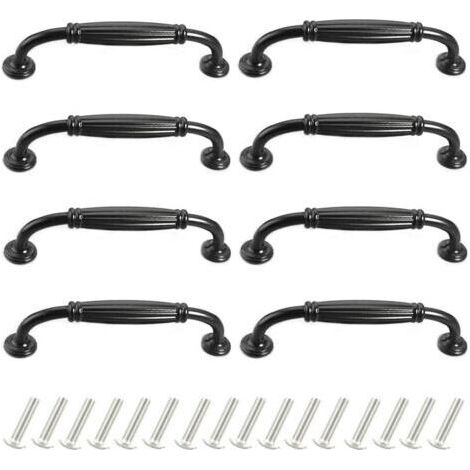 poignee de meuble cuisine noir 8 Pièces Poignée de Porte Poignee de Meuble Vintage Poignet de Porte Cuisine Alliage d'aluminium Poignee Meuble pour Porte,Espacement des trous de 128mm (1/5)