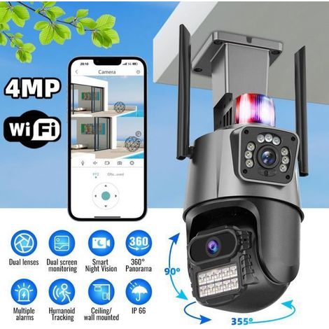 2K 4MP Camera Surveillance WiFi Exterieure, 360° PTZ Caméra IP Extérieure avec Double Objectif,Suivi Intelligent,Détection Humaine (1/4)