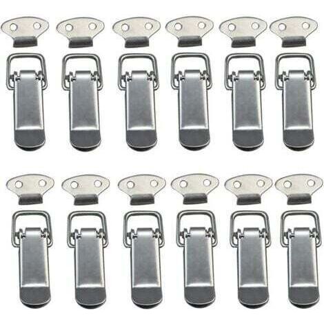 12 PCS Loquet à Bascule Fermoir à Ressort avec Crochet Fermeture à Ressort en Acier Inoxydable pour Coffret, Boîte, Tiroir, Armoire, Trousse médical,Fermeture à Levier, Loquet à Ressort,