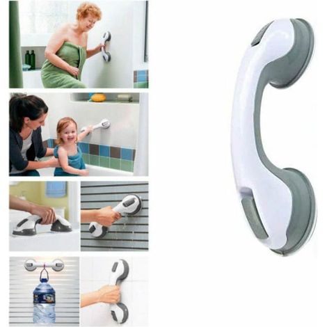 2 PCS Poignée baignoire de sécurité/Poignéee/Ventouse de douche pour salle de bain + WC (Gris) (1/5)