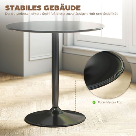 Table ronde Ø80 cm pour 2 personnes, plateau en MDF et acier antidérapant, noir, hauteur 75 cm (1/5)