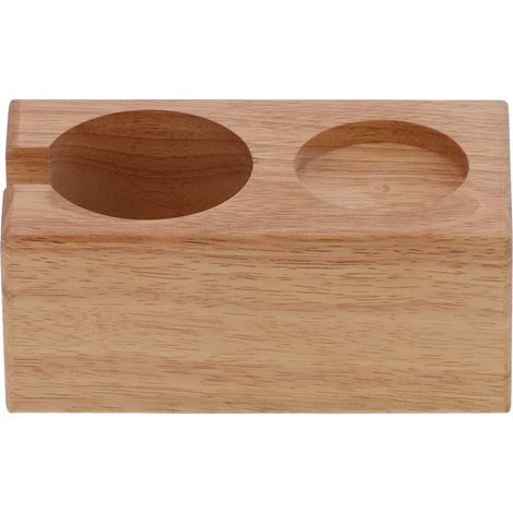 Kaffeefilterhalter mit 2 Löchern, Tamperstation aus Holz, Aufbewahrungsständer, Holzfarbe (1/5)