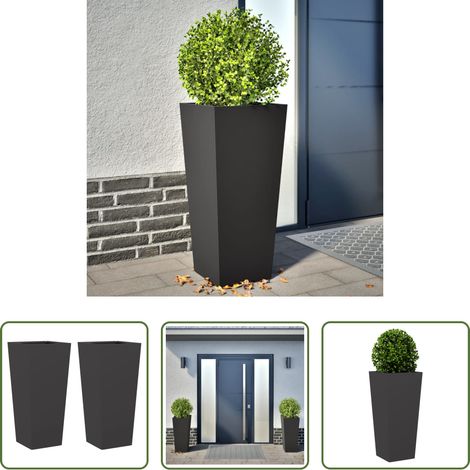 Jardinière en acier - Jardinières 2 pcs noir 35x35x75 cm acier (1/5)