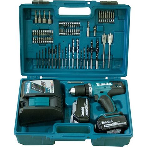 Makita - Taladro atornillador AKU de 18 V con accesorios, 2 baterías 3,0 Ah LXT, cargador DDF482RFX1
